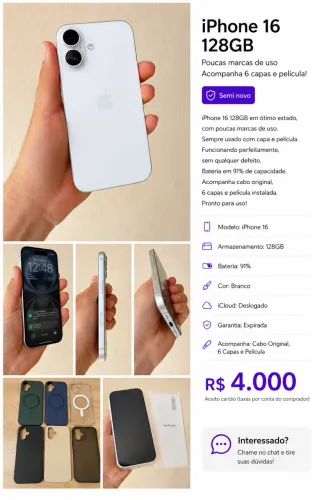 iPhone 16 Apple 128GB Semi Novo
