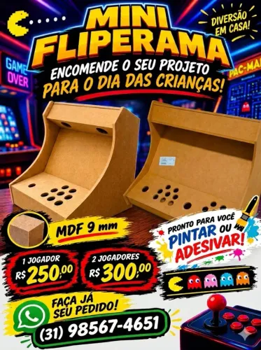 Seu projeto para o dia das crianças - Encomende o seu gabinete fliperama