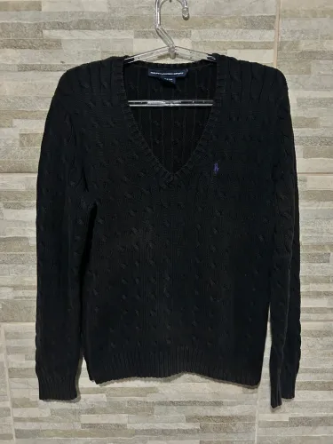 Blusa de lã preta Polo Ralph Lauren xl 
