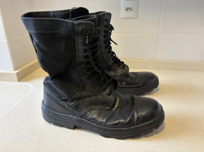 Botas Coturnos Padrão Palmilhado Couro/lona - Tam. 45