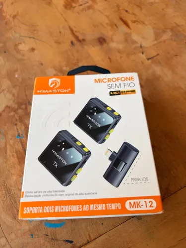 Microfone Sem Fio H?Maston MK-12 Duplo para iPhone ? Completo, Pouco Uso.