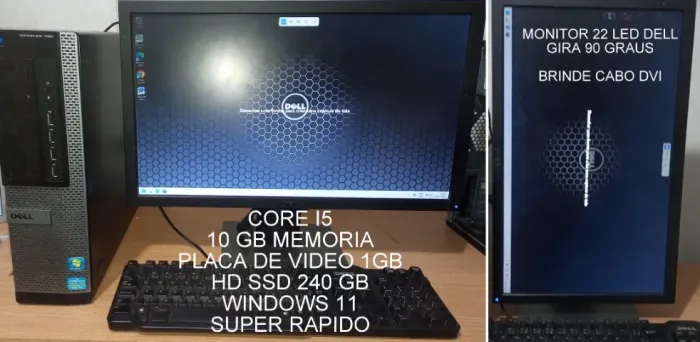 PC DELL I5 10GB SSD240 TELA 22 Placa de video