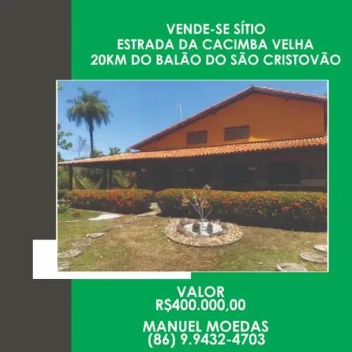 Vende-se Sítio Estrada Da Cacimba Velha 20km Do Balão Do São Cristovão