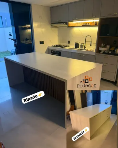 Balcão para ilha com calcária de MDF