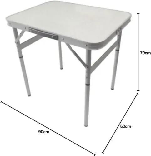 Mesa retangular dobrável de alumínio de 90x60cm