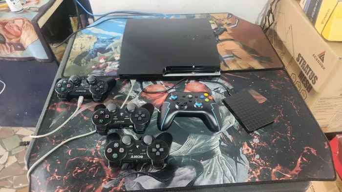 Ps3 Slim 320GB Des.travado CFW jogos 1 Controle Cabos