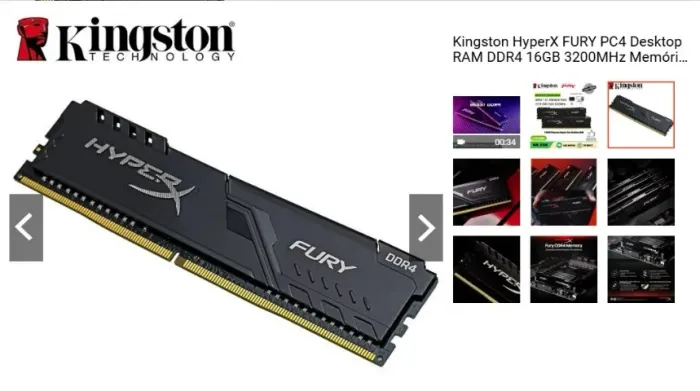Memória RAM 16gb/ddr4 - 3200mhz 