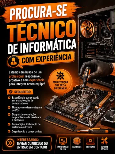 VAGA PARA TÉCNICO DE INFORMÁTICA