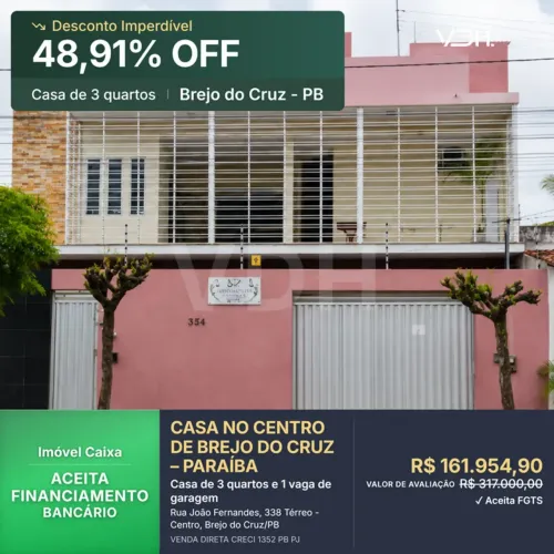 CASA NO CENTRO DE BREJO DO CRUZ - PARAIBA