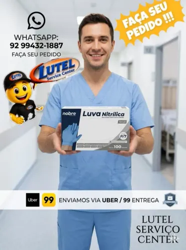LUVA NITRILICA S/PÓ AZUL P/M/G CX C/100 UNIDS