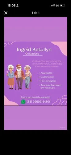 Ofereço serviços de cuidadora