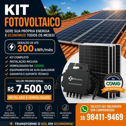 Venda e instalação de sistema fotovoltaico 