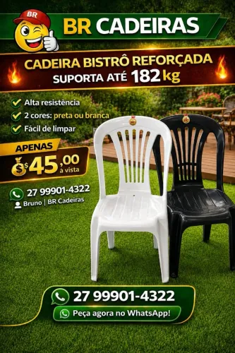 cadeira com encosto aberto 182kg de plastico