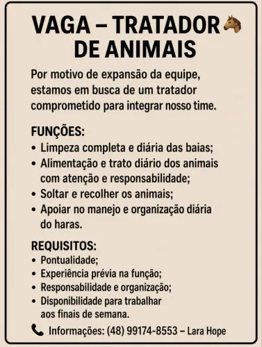 Limpeza de cocheiras e tratar cavalos