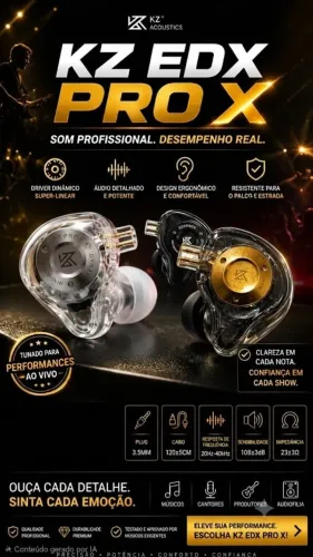 Fone KZ EDX Pro X (sem mic)