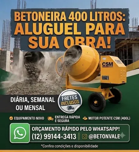 Aluguel de Betoneira 400L Nova
