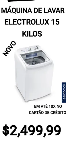 LAVADORA 15kg. NOVA, S/ USO!