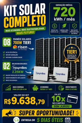 KIT SOLAR COMPLETO - PRONTA ENTREGA