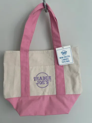 Bolsa Trader Joe's Mini Pastel Canvas Tote Bag - Rosa (Nova com Etiqueta)