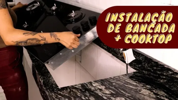 instalação de fogão de indunção com corte no marmore