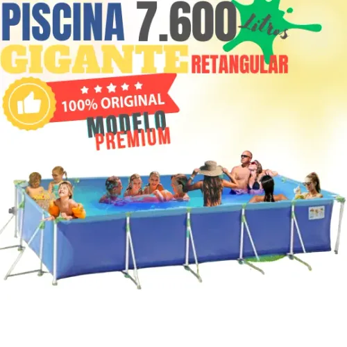 PISCINA RETANGULAR MOR PREMIUM 7.600 LITROS EM PVC COM ESCORAS 5,26M X 2,90M X 84CM