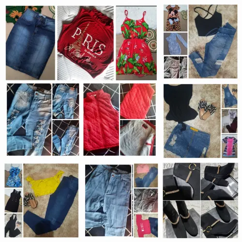 Lote de roupas e calçados feminino