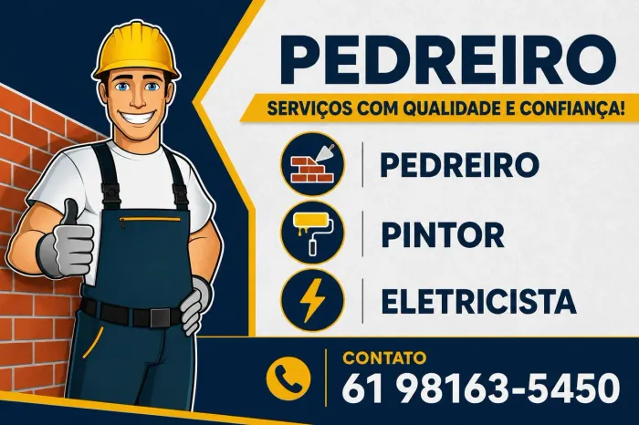 Eletricista, pedreiro e pintor