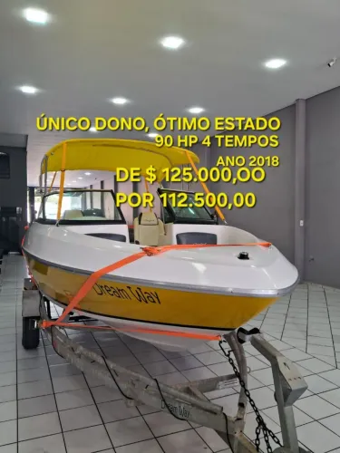 Lancha Ventura 180,yamaha 90hp 4t 2018 Novinha, UNICO DONO