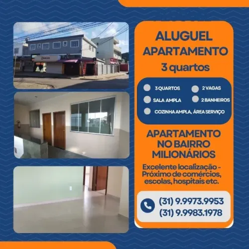 Apartamento 3q para Locação no Bairro Milionários