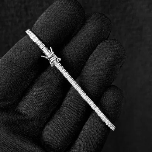 Pulseira Riviera Feminina Quadrada 2mm Prata 925 Legítima 