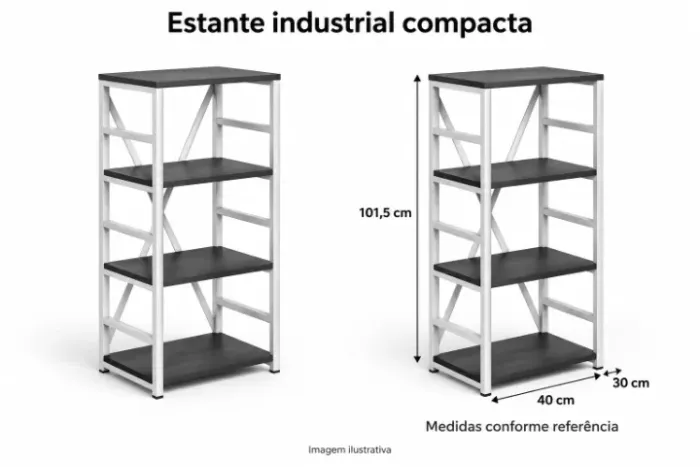 Estante Industrial Compacta com 4 Prateleiras Multiuso