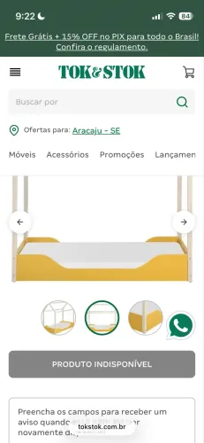 Cama junior pin play infantil tok Stok amarela 