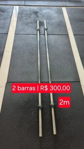Par de Barras Maciças 2m para Musculação / Crossfit (Com Presilhas)