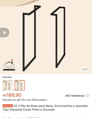 Pés para mesa cor dourada 