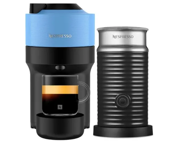 Combo Cafeteira Espresso Nespresso Vertuo Pop Azul Pacífico + Espumador de Leite Aeroccino