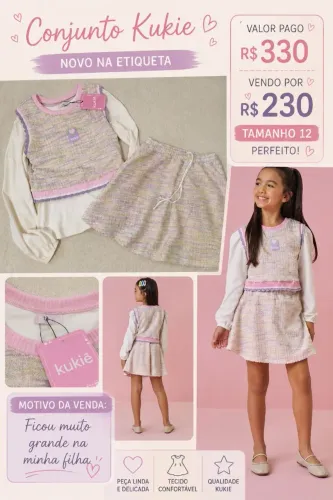 Conjunto da kukie tamanho 12 novo na etiqueta 