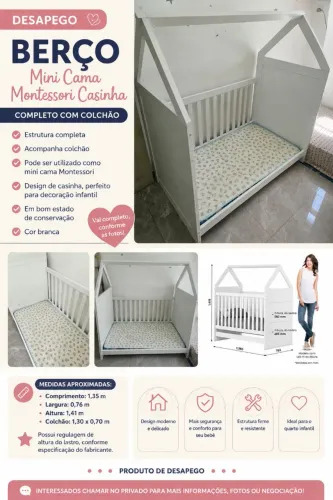? BERÇO MINI CAMA MONTESSORI CASINHA - COMPLETO | DESAPEGO