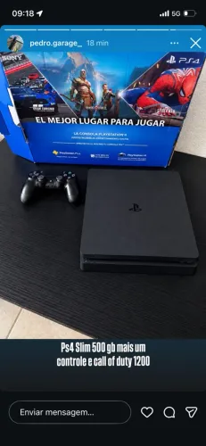 Ps4 slim 500 gb + controle + jogo + caixa 