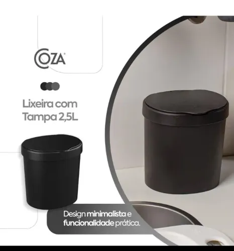 Lixeira Coza 2,5 L (18,2A x 17,5L cm) - Preto 