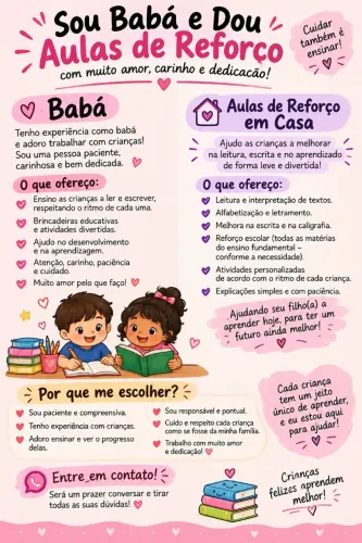 Babá e Aula de reforço em casa