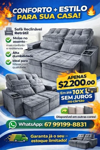 Sofá reclinável preço de fábrica entrego hoje oferta