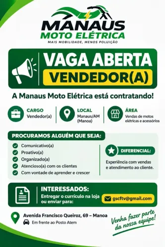 Vendedor vaga aberta