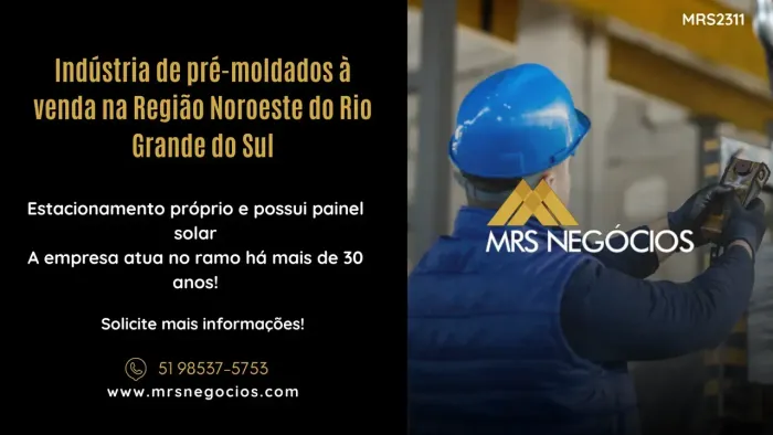 Indústria de pré-moldados à venda na Região Noroeste do Rio Grande do Sul
