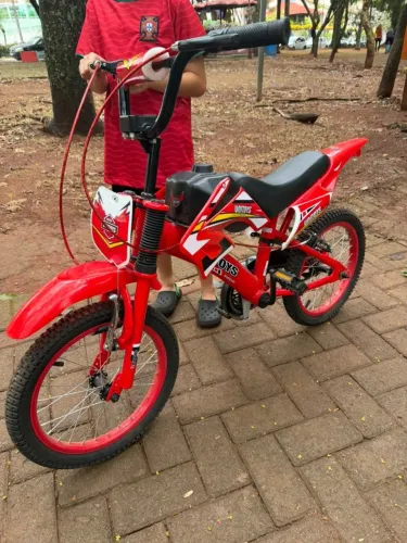 Bicicleta Infantil Unitoys Moto Cross, Aro 16 Vermelha