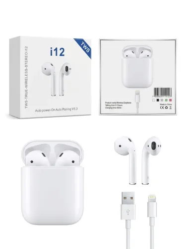 Fone Sem Fio Bluetooth i12 TWS V5.3 Estéreo Touch Para Celular