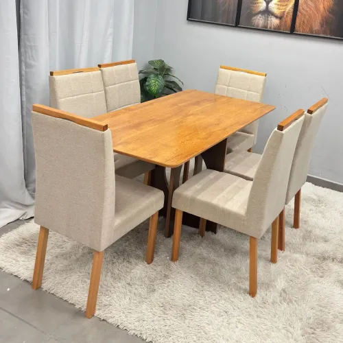 mesa de jantar madrid dubai 160x80 e 6 cadeiras giulia- FRETE GRATIS / ENTREGA HOJE!! 