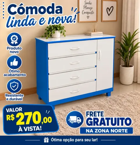 Cômoda nova e montada a venda, paga na entrega, frete grátis na ZN.