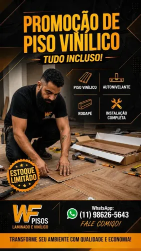 Piso vinílico com auto nivelante incluso 