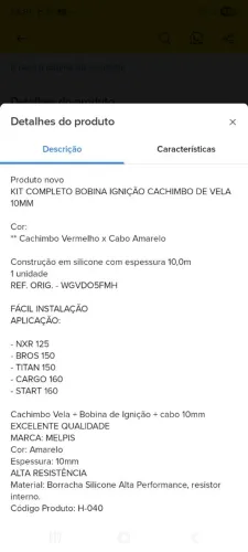 Bobina + cabo+ cachimbo