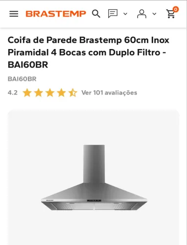 Coifa de parede Brastemp NA CAIXA. 50% abaixo do preço 